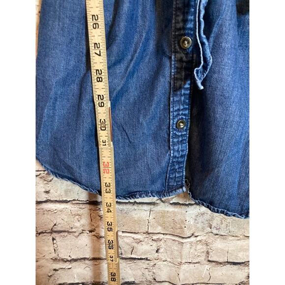 Banana Republic Shirt Dress Womens 2 Chambray Blue Full Button Front Belted - Picture 11 of 15